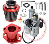 FVRITO Performance VM22 26mm Carburetor Carb for Predator 212cc 196cc Coleman CT200U BT200X Mini Bike KT196 Go Kart GX160 GX200 6.5hp Clone Engine with 38mm Air Filter Intake Manifold Stage 1 Kit Red