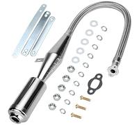 FVRITO Viper Flexible Exhaust Muffler Pipe Silencer with Hardware for 2 Stroke 49cc 60cc 66cc 80cc 100cc Engine Gas Motorized Bicycle Motor Bike Parts Silver