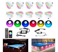 FVTLED Recessed RGB Deck Lights Kit, 10pcs Φ2.4 WiFi Controller Low Voltage LED Deck Lighting Compatible with Alexa Google Home, Waterproof Outdoor LED Step Stair Lights for Garden Yard Path Stairs