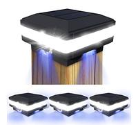 FVTLED Solar Post Cap Lights Outdoor, 52 LEDs 160LM 6000K Cool White, IP65 Waterproof Fence Post Lights Fits 4x4 5x5 6x6 Wooden Posts Patio Garden Yard Porch (Black, 4 Pack)