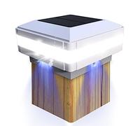 FVTLED Solar Post Lights Outdoor, Flexfit Solar Powered LED Fence Deck Post Cap Light for 3.5x3.5 4x4 5x5 6x6 Wooden Posts, Waterproof White Lighting Patio Garden Decoration (White, 1 Pack)