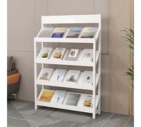 FVTVHEV Magazine Rack Floor Standing Display Stand 4-tier design Large storage capacity Brochure Display Shelf Stable and durable Suitable for many occasions(White,120cm)