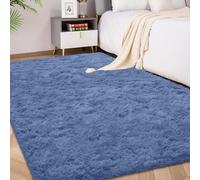 FVVRAX Fluffy Rug Living Room Bedroom Soft Shaggy Cobalt Blue Rug 120x180cm | Machine Washable Rug Luxury Carpet, Non-Slip Non-Shedding Large Floor Mat for Cosy Homes Nursery Dorm, Kids & Pets Friendly