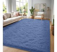 FVVRAX Fluffy Rug Living Room Bedroom Soft Shaggy Cobalt Blue Rug 150x240cm | Machine Washable Rug Luxury Carpet, Non-Slip Non-Shedding Large Floor Mat for Cosy Homes Nursery Dorm, Kids & Pets Friendly