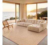 FVVRAX Machine Washable Rugs Living Room Brown White, 200x300cm Soft Rug for Bedroom, Large Carpet with TPR Anti-Slip Backing, Stain Resistant Rugs for Entryway Kitchen Dining Room, Modern Floor Mat