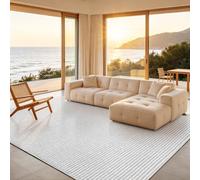 FVVRAX Machine Washable Rugs Living Room Grey White, 200x300cm Soft Rug for Bedroom, Large Carpet with TPR Anti-Slip Backing, Stain Resistant Rugs for Entryway Kitchen Dining Room, Modern Floor Mat