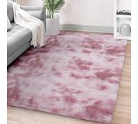 FVVRAX Ultra-Plush Shaggy Area Rug for Bedroom & Living Room - Machine Washable Luxury Tie-Dye Carpet, Non-Slip Fluffy Floor Mat for Cosy Homes, Nursery & Dorm Decor, 120x180cm, Dark Pink