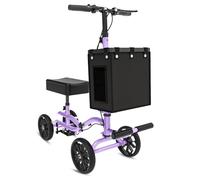 Fvzzin Lightweight Knee Scooter Crutch Alternative,Foldable & Adjustable Knee Scooter for Adults for Foot Surgery,Steerable Knee Walker with Detachable Basket,Includes DIY Stickers-Cream Purple