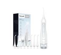 (FW-5020E-White) Fairywill Water Flossers for Teeth 300ML Oral Irrigator Rechargeable Portable Dental 3 Modes Water Tank Waterproof Teeth Cleaner