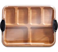 FW Build A Board Bamboo Divided 38X28CM, Brown | 6 Compartments, Clear Locking Lid and Bamboo Prep Surface for Charcuterie, Snacks, Serving and Entertaining