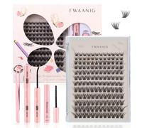 FWAANIG Premium Wispy Lash Clusters Kit, Refined Soft Glam for a Polished Everyday Look, 144PCS 8-16mm D Curl with Bond & Seal, Remover & Tweezers