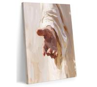 FWAHREN Christian Jesus Canvas Wall Art, the Hand of God Religious Painting Artwork, Framed Biblical Pictures Poster Wall Decor for Church Prayer Room Home Office Living Room, Wrapped Canvas 12x16in
