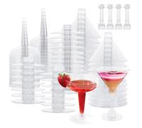 FWEEK 100PCS 2 Style Martini Glasses, 5/3.4 oz Clear Plastic Cocktail Glasses Reusable, Martini Plastic Cocktail Glasses Ice Cream Dessert Cups for Wedding, Birthday Party