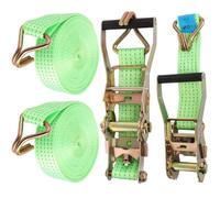 FWEEK 2 Sets Ratchet Tie Down Straps 5cm x 10m, 11000lb Break Strength, Heavy Duty Lashing Strap, Securing Straps with Handle and Metal J Hook for Trucks, Cars, Motorcycles - Green