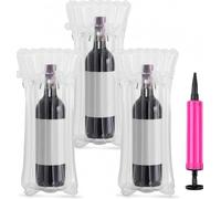 FWEEK 50 Pack Wine Bottle Travel Protector Bags, Bubble Cushion Wrap Sleeves for Luggage, Airplane Travel, Transport, Inflatable Bag for Wine, Safety Shipping of Glass Bottles with Free Pump