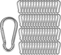 FWEEK 60 Pack M6 Spring Snap Hook Carabiner,Heavy Duty Carabiner Clip D Ring Locking Carabiners for Outdoor Camping, Swing, Hammock, Hiking, Sliver (500Lbs Capacity)