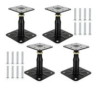 FWEEK Pack of 4 Post Brackets Black 75x95mm Adjustable 100-150mm | Galvanised support feet with screws for fences, carports, pergolas, patios and shelters
