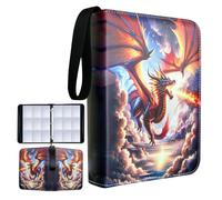 Fweel Deluxe Fire Dragon Trading Card Binder - 9-Pocket Zipper Binder with 900 Pockets, Ideal for Boys, Girls, and Card Enthusiasts - Collectible Trading Card Albums, Cases & Sleeves