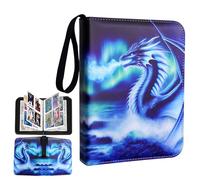 Fweel Deluxe Ice Dragon Trading Card Binder - 4-Pocket Zipper Binder with 400 Pockets, Ideal for Boys, Girls, and Card Enthusiasts - Collectible Trading Card Albums, Cases & Sleeves