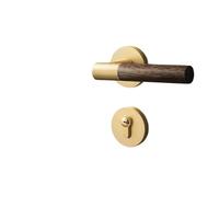 FWFDTQBSP Chinese Door Lock Indoor Bedroom Inner Silent Magnetic Handle Wooden Split(Light Gold Solid Wood Door Lock)