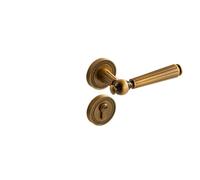 FWFDTQBSP Retro Indoor Bedroom Style French Light Luxury Brass Lock Two-piece Magnetic Silent Room Door Lock Door Handle(A Yellow Bronze Standard 35-50mm)
