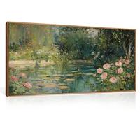 FWIEXA Monet Floral Framed Canvas Wall Art Set, Impressionist Botanical Garden Wall Decor, Vintage Ponds Tree Plant Artwork, Nature Landscape Prints, 20x40 Inches Pictures for for Living Room, Bedroom