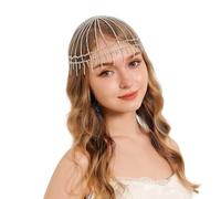 FWJUNHUYC Aesthetic Retro Cut-Out Multi-Layered Hair nets, Personalized banquets, Sparkling Hair Chains, Accessories, Exotic Diamonds, Tassels, Hair Accessories