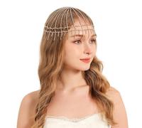 FWJUNHUYC Aesthetic Retro Cut-Out Multi-Layered Hair nets, Personalized banquets, Sparkling Hair Chains, Accessories, Exotic Diamonds, Tassels, Hair Accessories