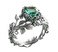 FWJUNHUYC Creative retro alloy inlaid green crystal ring