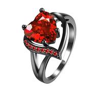 FWJUNHUYC Emerald Ruby Women's Ring Stainless Steel Dragon Pattern Men's Couple's Ring, 10#, Silver, Moissanite