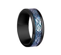 FWJUNHUYC Emerald Ruby Women's Ring Stainless Steel Dragon Pattern Men's Couple's Ring, 5#, Silver, Moissanite