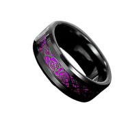 FWJUNHUYC Emerald Ruby Women's Ring Stainless Steel Dragon Pattern Men's Couple's Ring, 5#, Silver, Moissanite