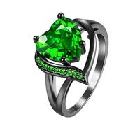 FWJUNHUYC Emerald Ruby Women's Ring Stainless Steel Dragon Pattern Men's Couple's Ring, 6#, Silver, Moissanite