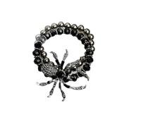 FWJUNHUYC Gothic style double-layer layered bracelet with exquisite diamond inlay, spider pearl bracelet, dark bracelet, and accessories, One Size, NO, no gemstone
