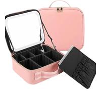 FWJUNHUYC Light luxury with mirror, LED light, makeup bag, high-value portable cosmetics storage box