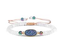 FWJUNHUYC Natural Stone Wheel Bead Bracelet Female Best Friend Gift Crystal Cluster Adjustable Weaving Hand String, Gemstone