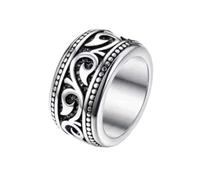 FWJUNHUYC Personalized Retro Drip Oil Triangle Men's Retro Drip Glue Big Finger Titanium Steel Ring, US code 12, Stainless Steel, No Gemstone