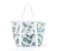 FWJUNHUYC Resort-Style Beach Bag, Multi-Pocket, Foldable, Large-Capacity Beach Bag, mesh Handbag, Seaside Storage Bag