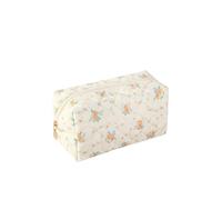 FWJUNHUYC Small floral cosmetic bag large capacity portable travel skin care product storage bag, Orange blossom on a yellow background