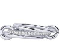 FWJUNHUYC Stainless steel interlocking full diamond zircon ring, dual color multi-element ring, Size 6 16.2mm, Stainless Steel, Jade