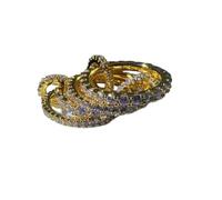 FWJUNHUYC Stainless steel interlocking full diamond zircon ring, dual color multi-element ring, Size 7 17.2mm, Stainless Steel, Jade