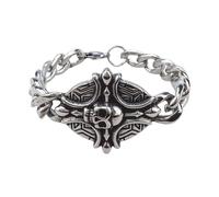 FWJUNHUYC Vintage Celtic knot, skull, stainless steel, Cuban bracelet, cross-punk men's jewelry, chalcedony