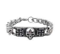 FWJUNHUYC Vintage Celtic knot, skull, stainless steel, Cuban bracelet, cross-punk men's jewelry, chalcedony