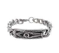 FWJUNHUYC Vintage Celtic knot, skull, stainless steel, Cuban bracelet, cross-punk men's jewelry, chalcedony