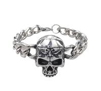 FWJUNHUYC Vintage Celtic knot, skull, stainless steel, Cuban bracelet, cross-punk men's jewelry, chalcedony