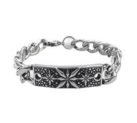 FWJUNHUYC Vintage Celtic knot, skull, stainless steel, Cuban bracelet, cross-punk men's jewelry, chalcedony