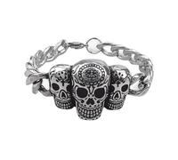 FWJUNHUYC Vintage Celtic knot, skull, stainless steel, Cuban bracelet, cross-punk men's jewelry, chalcedony