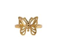 FWJUNHUYC Women's Elegant Butterfly Open Ring, Sweet and Versatile, Niche 18K Gold Plated Non-Fading Stainless Steel Ring, Chalcedony