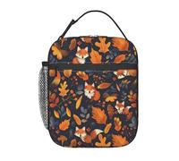 FWJZDSP Autumn Fox Insulated Lunch Box for Kids Boys Girls, Lunch Box, Dark Floral Reusable Lunch Bag for School, Office, Work, Picnic, Travel