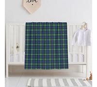 FWJZDSP Baby Blanket for Boys Girls, Clan Lamont Tartan Royal Blue and Green Plaid Super Soft Comfy Toddler Baby Newborn Double Layer Blanket Shower Gifts for Stroller & Crib 30 x 40 Inch